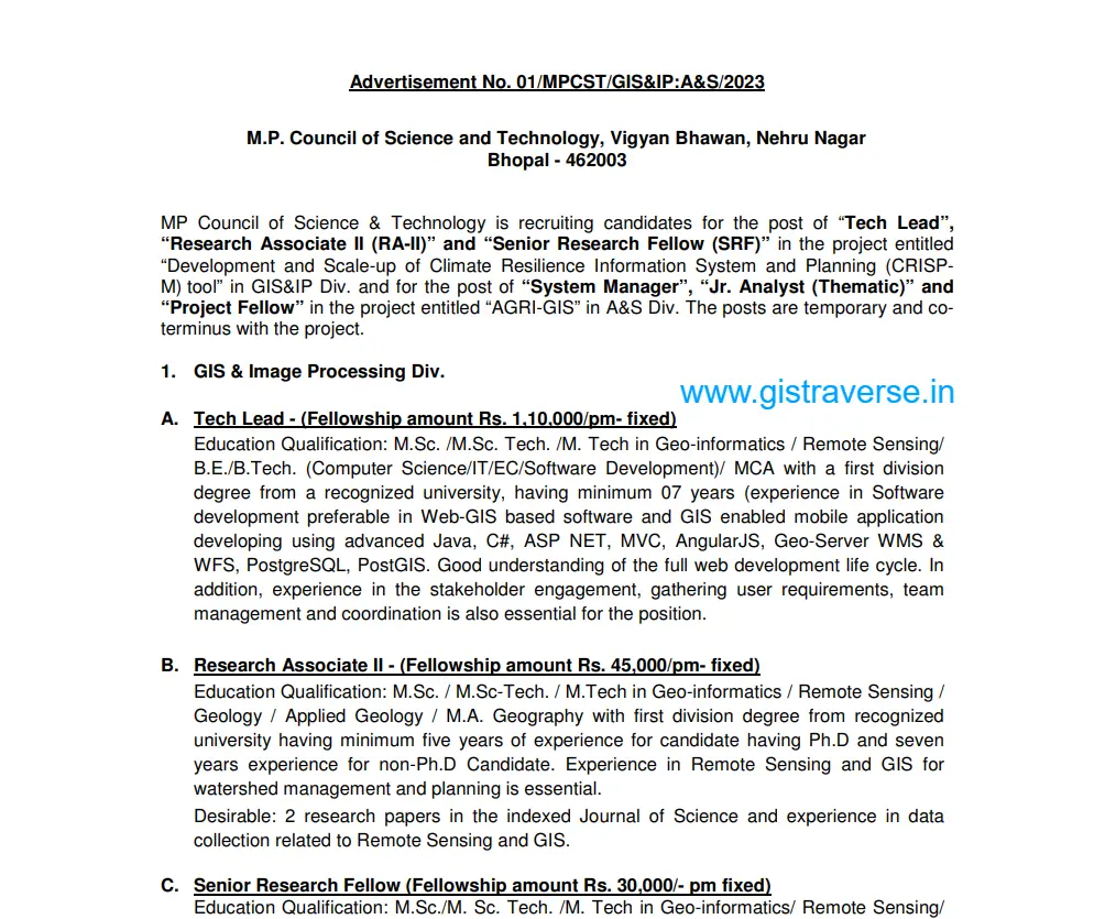 Remote sensing and GIS jobs